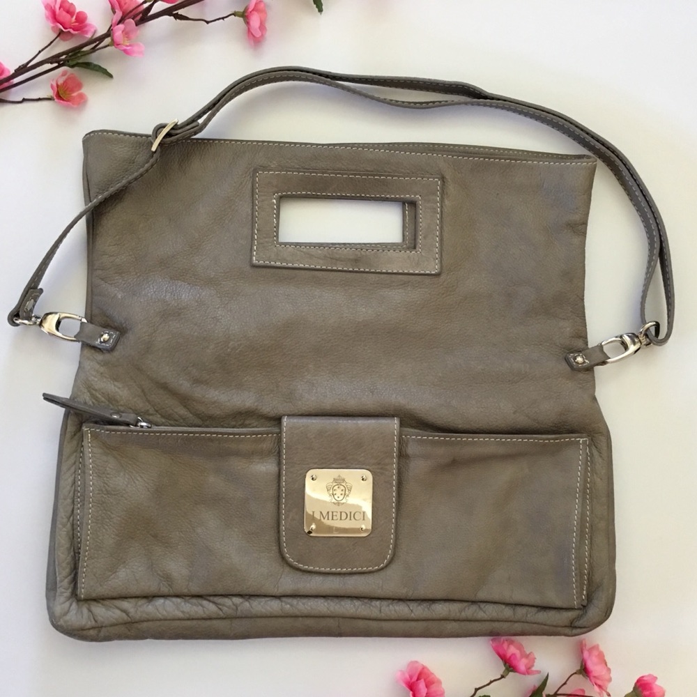 I Medici Italian Grey Clutch Crossbody Purse Tote